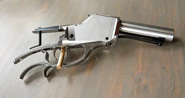 The Montana Vintage Arms 1885 High Wall action in the white.